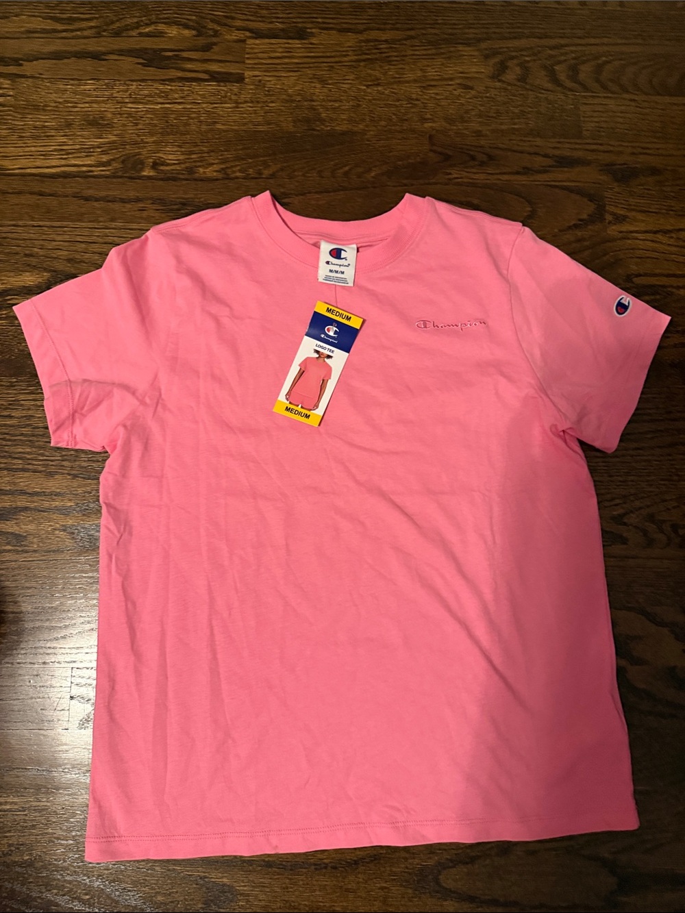 Champion Pink Short Sleeve Logo Tee woman’s medium